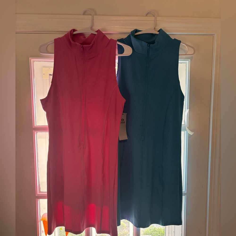 NWT Mono B ribbed with liner Sleeveless Dress 2 pack 1/2 zip